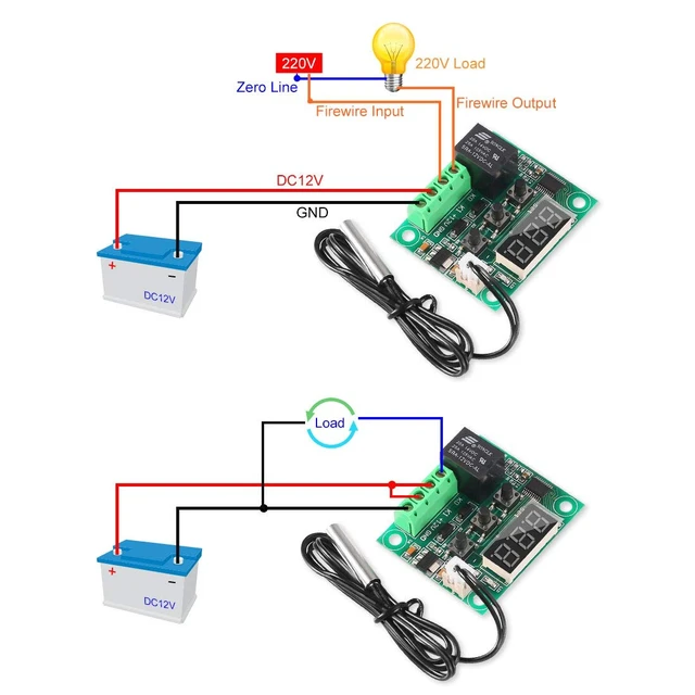 Alt view image 6 of 6 - 2PCS Temperature Controller Module with Case, XH W1209 LED Display Digital Thermostat Module with Waterproof NTC Probe -50~110 Electronic Temperature Temp Control Module Switch