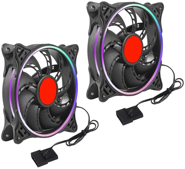 Main image of 2PACK DC 12V RGB LED Low Noise PC case Fan 12cm, 12025 DC brushless Fan 120mm with Hydraulic Bearing for Gaming PC Cases, 120mm Silent RGB Computer case Fan