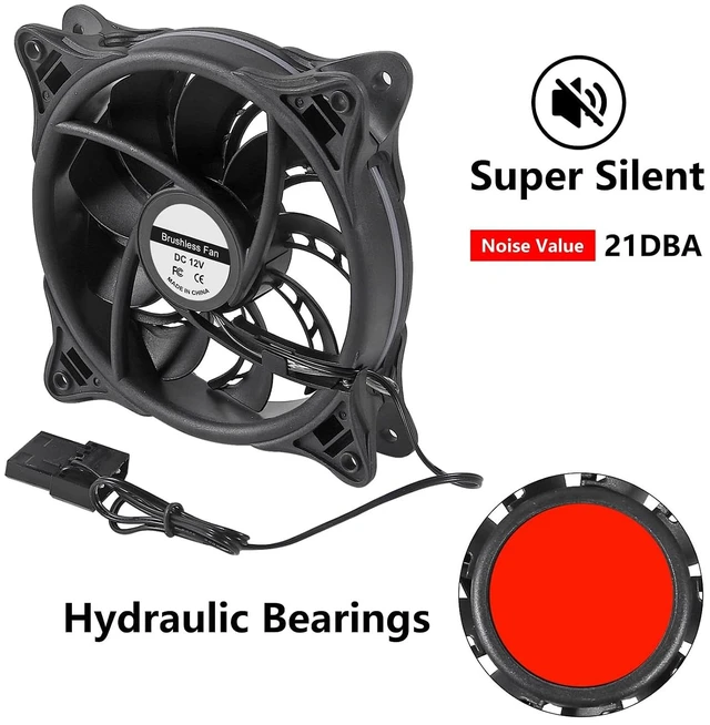 Alt view image 4 of 6 - 2PACK DC 12V RGB LED Low Noise PC case Fan 12cm, 12025 DC brushless Fan 120mm with Hydraulic Bearing for Gaming PC Cases, 120mm Silent RGB Computer case Fan