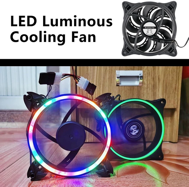 Alt view image 6 of 6 - 2PACK DC 12V RGB LED Low Noise PC case Fan 12cm, 12025 DC brushless Fan 120mm with Hydraulic Bearing for Gaming PC Cases, 120mm Silent RGB Computer case Fan