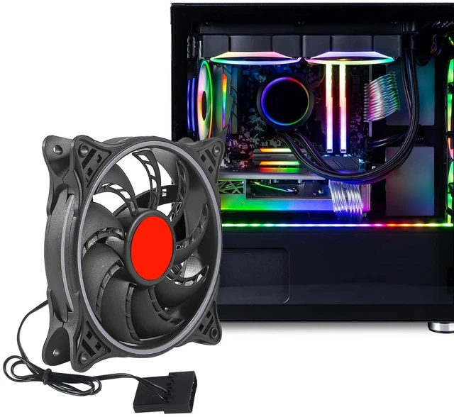 Alt view image 5 of 6 - 2PACK DC 12V RGB LED Low Noise PC case Fan 12cm, 12025 DC brushless Fan 120mm with Hydraulic Bearing for Gaming PC Cases, 120mm Silent RGB Computer case Fan