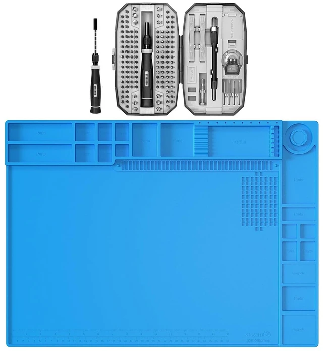 Main image of Precision Screwdriver Set 153 in 1 Small Screwdriver Set with Case+STREBITO Soldering Mat Large, Solder Mat Heat Resistant 932°F