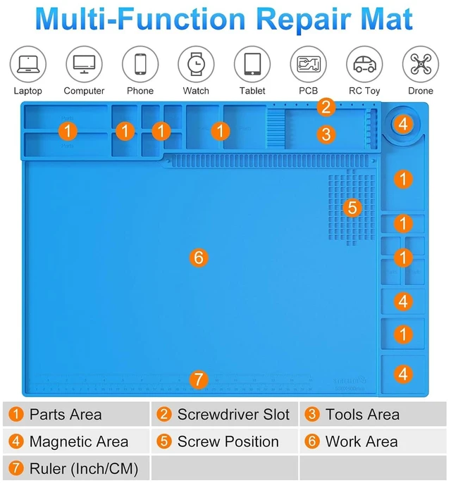 Alt view image 5 of 7 - Precision Screwdriver Set 153 in 1 Small Screwdriver Set with Case+STREBITO Soldering Mat Large, Solder Mat Heat Resistant 932°F