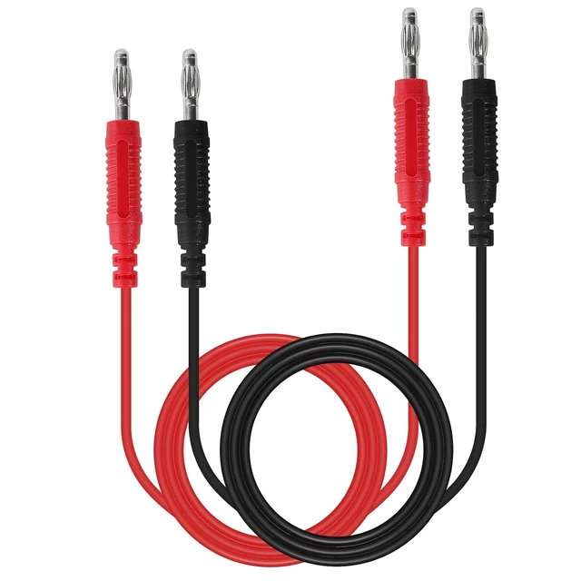 Main image of 2pcs Banana Plug Test Lead Male to Male 14AWG Heavy Duty Silicone Test Leads Soft Test Cable Wire, 4mm Banana Plug for Multi-Meter, Electrical Test Jumper Wire
