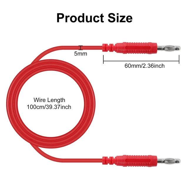 Alt view image 2 of 7 - 8PCS Banana Plug Alligator Clip Pure Copper Fork Test Lead, 3.3 ft Multimeter Flexible Test Lead Wire Cable for Electrical Testing 1000V/15A