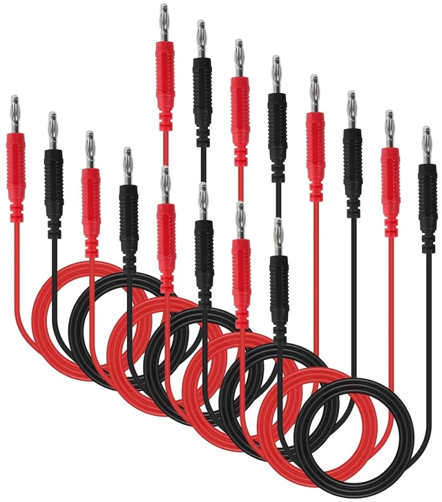 Main image of 8PCS Banana Plug Alligator Clip Pure Copper Fork Test Lead, 3.3 ft Multimeter Flexible Test Lead Wire Cable for Electrical Testing 1000V/15A