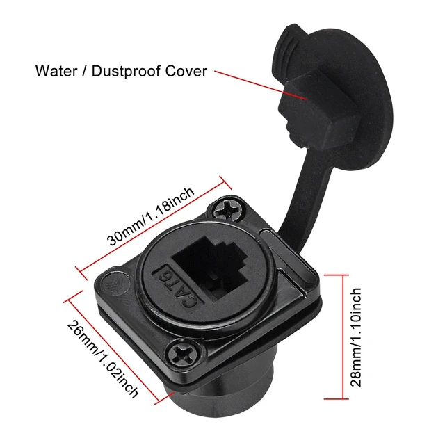 Alt view image 3 of 6 - 2 Pack D-Type RJ45 CAT6 Panel Mount Socket Adapter, RJ45 Coupler Female to Female Connector, LAN Network Bulkhead Pass Through Socket