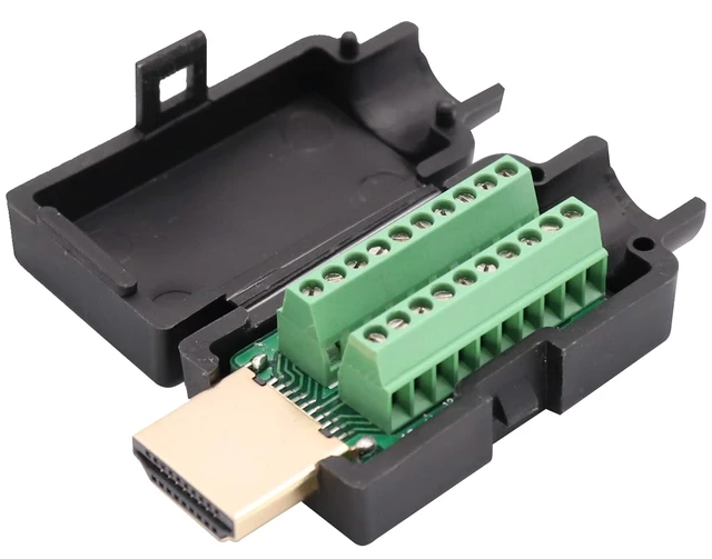 Alt view image 4 of 7 - HDMI Screw Terminal Block Adapter Gold Plated HDMI Male to 20 Pin/Way Female Solderless Terminal Breakout Board Connector Signal Module with case (2Pcak/Male)