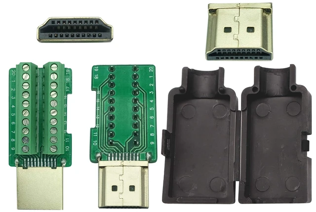 Alt view image 3 of 7 - HDMI Screw Terminal Block Adapter Gold Plated HDMI Male to 20 Pin/Way Female Solderless Terminal Breakout Board Connector Signal Module with case (2Pcak/Male)
