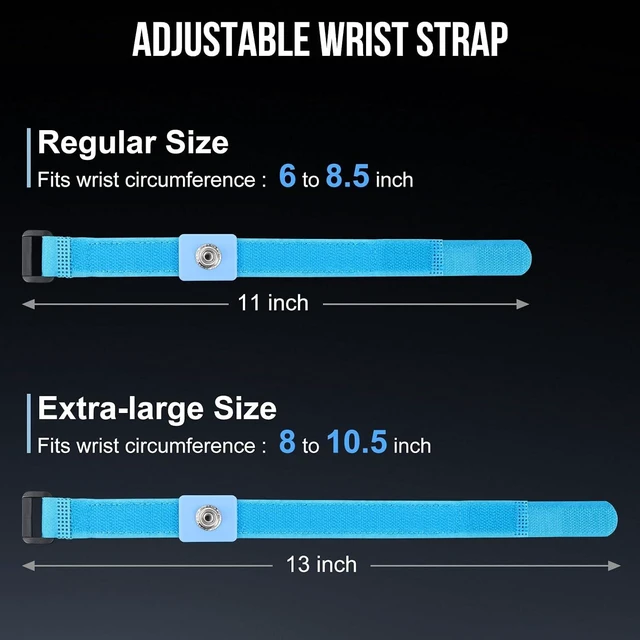 Alt view image 7 of 7 - Anti Static Wrist Strap, 11" Adjustable Grounding Bracelet