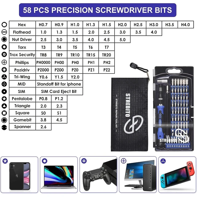 Alt view image 2 of 7 - 79 in 1 Computer Screwdriver Kit with Anti Static Wrist Strap