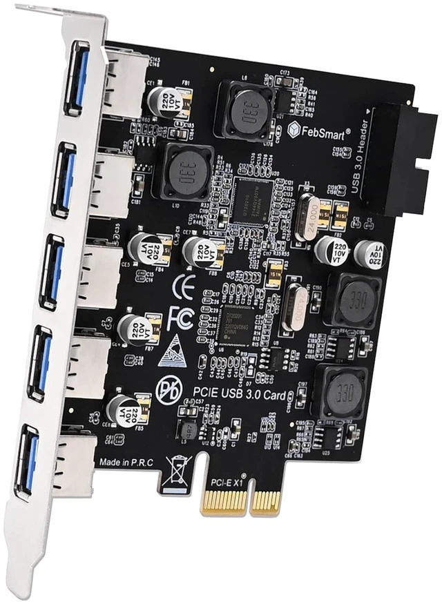 Main image of 7-Ports Superspeed 5Gbps USB 3.0 PCIE Expansion Card, 5-Ports USB-A and an 19Pin USB 3.0 Header, Built in FebSmart Self-Powered Technology, No Need Additional Power Supply (FS-U7S-Pro)