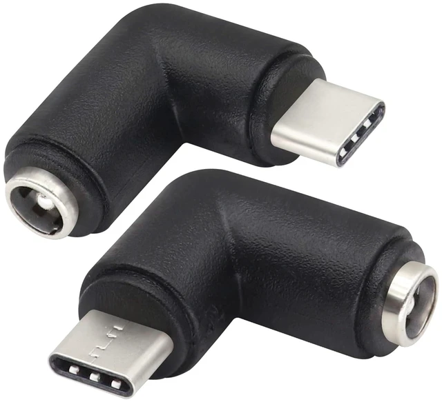Main image of 90 Degree Type C USB Male to DC 5.5x2.1mm Female Connector DC Barrel Jack Power Adapter for Type C USB Charging Device (2Pack)