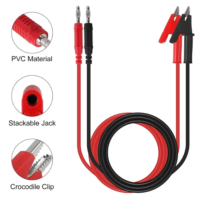 Alt view image 5 of 7 - 8PCS 4mm Banana Plug to Alligator Clip Test Lead Wire Cable Set 14AWG for Multimeter & Electrical Testing 3 Feet