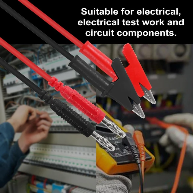 Alt view image 7 of 7 - 8PCS 4mm Banana Plug to Alligator Clip Test Lead Wire Cable Set 14AWG for Multimeter & Electrical Testing 3 Feet