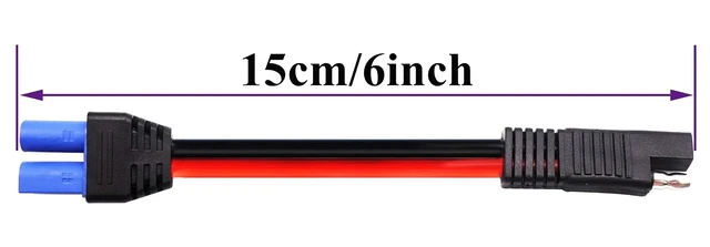 Alt view image 2 of 6 - SAE to EC5 Cable EC5 Female Plug Connector to SAE Power Automotive Adapter Cable 12AWG for Solar Panel Battery Gender Charging15cm/6inch (Pack of 2)