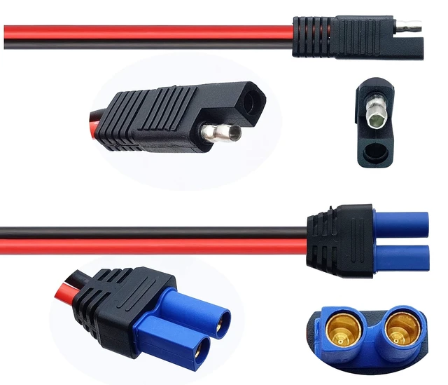 Alt view image 3 of 6 - SAE to EC5 Cable EC5 Female Plug Connector to SAE Power Automotive Adapter Cable 12AWG for Solar Panel Battery Gender Charging15cm/6inch (Pack of 2)
