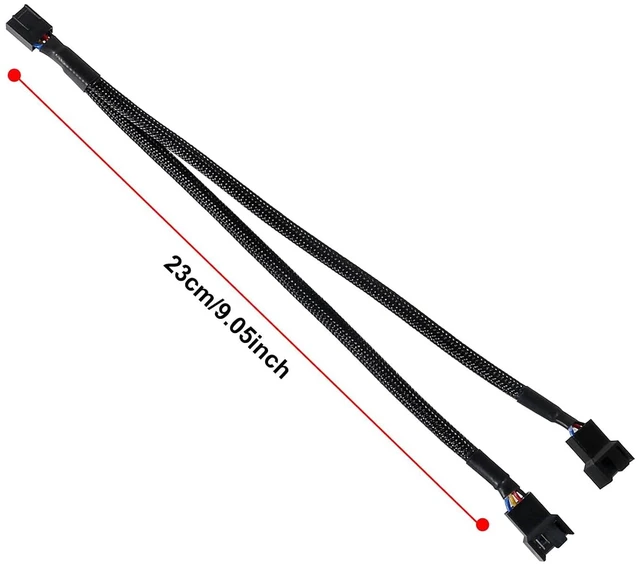 Alt view image 2 of 7 - 6 Pack Fan Extension 1 to 2 Converter Cable, 4 Pin PWM Fan Splitter - Black