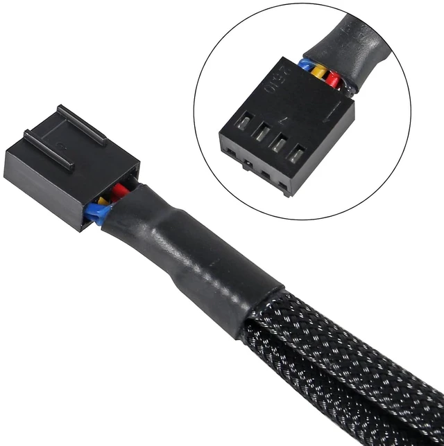 Alt view image 3 of 7 - 6 Pack Fan Extension 1 to 2 Converter Cable, 4 Pin PWM Fan Splitter - Black