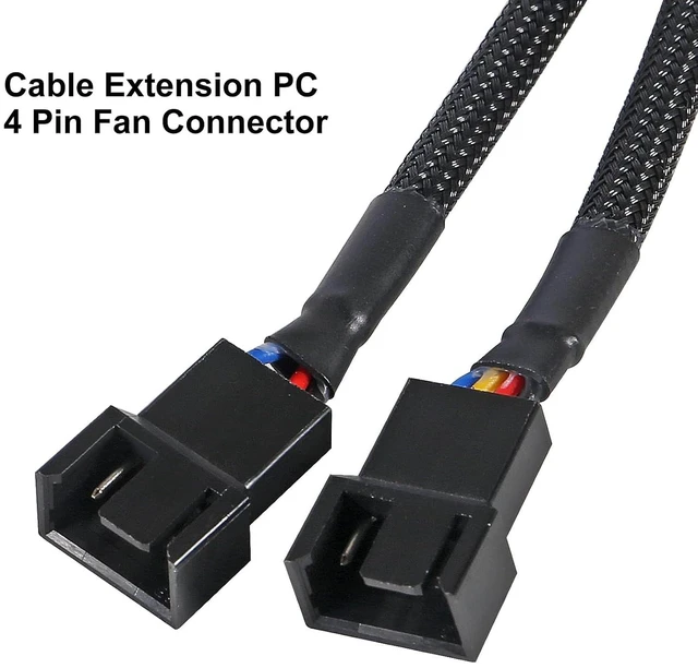 Alt view image 4 of 7 - 6 Pack Fan Extension 1 to 2 Converter Cable, 4 Pin PWM Fan Splitter - Black