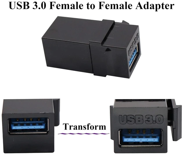 Alt view image 3 of 7 - USB 3.0 A Keystone Adapter Female to Female USB 3.0 A Keystone Jack Insert Socket Coupler Adapter for Wall Plate Outlet Panel (Black/5 Pack)