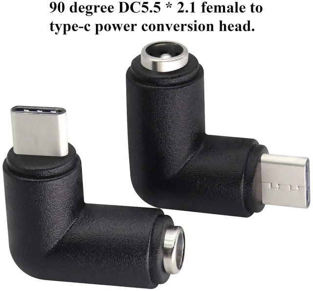 Alt view image 5 of 7 - 90 Degree Type C USB Male to DC 5.5x2.1mm Female Connector DC Barrel Jack Power Adapter for Type C USB Charging Device (2Pack)