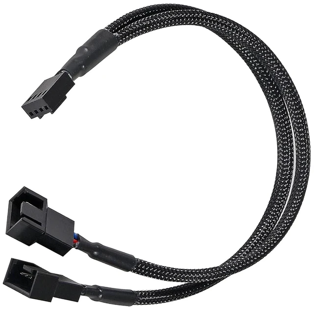 Alt view image 6 of 7 - 6 Pack Fan Extension 1 to 2 Converter Cable, 4 Pin PWM Fan Splitter - Black