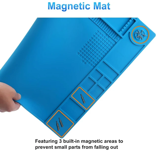 Alt view image 5 of 7 - Soldering Mat and 55 in 1 Precision Screwdriver Set Bundle, Large Silicone Electronics Repair Mat with Magnetic Areas, Compact Small Screwdriver Kit for Computer, Laptop, Phone, Game Console,