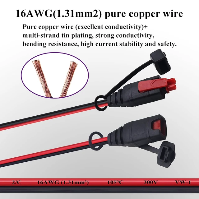 Alt view image 4 of 7 - 16AWG GC004 X-Connect fit Extension Cable Compatible with NOCO Genius Smart Battery Chargers Automotive Wires Harness - with Waterproof Back Cover for GENIUS1,GENIUS2,G1100,G3500(10FT/1Pack)