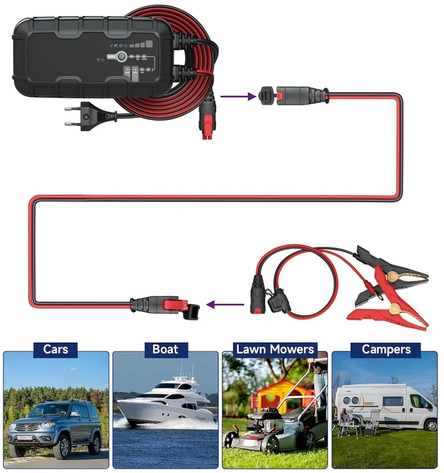 Alt view image 5 of 7 - 16AWG GC004 X-Connect fit Extension Cable Compatible with NOCO Genius Smart Battery Chargers Automotive Wires Harness - with Waterproof Back Cover for GENIUS1,GENIUS2,G1100,G3500(10FT/1Pack)