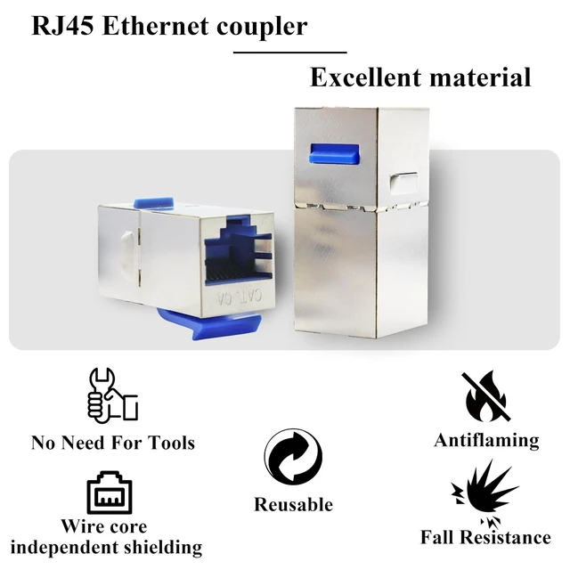 Alt view image 4 of 7 - 6Pack RJ45 Female Jack CAT6A Shielded Keystone Coupler(Blue/CAT6A)