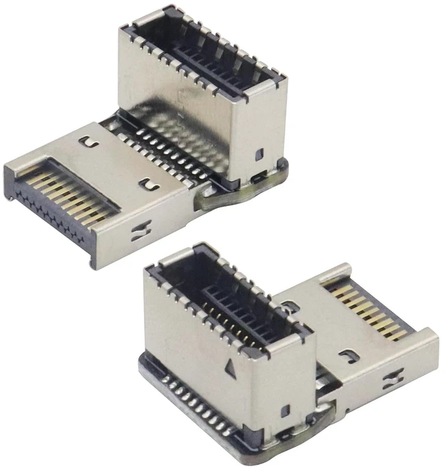 Main image of 2Pack Right Angle Up USB 3.1 Type-E Header Front Panel Adaptr 90 Degree 10Gbps USB 3.1 Type-E Male to Female Front Panel Internal Power Connector for Motherboard.(Type-E/Up)