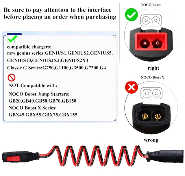 Alt view image 7 of 7 - 16AWG GC004 X-Connect fit Extension Cable Compatible with NOCO Genius Smart Battery Chargers Automotive Wires Harness - with Waterproof Back Cover for GENIUS1,GENIUS2,G1100,G3500(10FT/1Pack)
