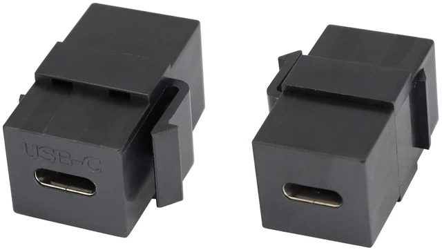 Main image of USB C Keystone Jack Adapter USB 3.1 Type-C Female to Female Keystone Insert Socket Coupler Adapter for Wall Plate Outlet Panel (Black/2 Pack)