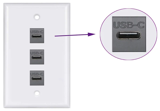 Alt view image 6 of 6 - USB C Keystone Jack Adapter USB 3.1 Type-C Female to Female Keystone Insert Socket Coupler Adapter for Wall Plate Outlet Panel (Black/2 Pack)