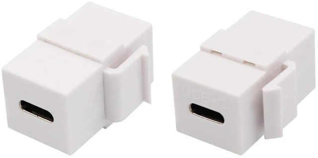 Main image of USB C Keystone Jack Adapter USB 3.1 Type-C Female to Female Keystone Insert Socket Coupler Adapter for Wall Plate Outlet Panel (White/2 Pack)