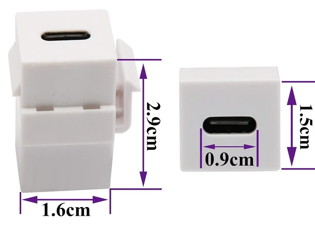 Alt view image 2 of 7 - USB C Keystone Jack Adapter USB 3.1 Type-C Female to Female Keystone Insert Socket Coupler Adapter for Wall Plate Outlet Panel (White/2 Pack)