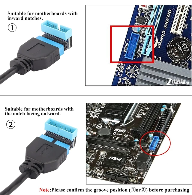 Alt view image 7 of 7 - 2 Pack 90 Degree Up Angle USB 3.0 20pin Connector USB 3.0 19Pin/20Pin Female to Male Extension Power Adapter Board for Desktop Motherboard Mainboard Internal Header Adapter(Up/blue-20Pin)