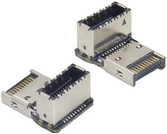 Main image of 2Pack 90 Degree USB 3.2 Front Panel Internal Connector Down-Right Angle Type-E USB 3.1 Female to Male Front Panel Socket Adapter for Type-E Motherboard Extension Data Adapter(Type-E/Down)