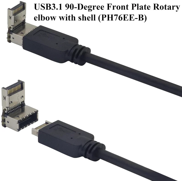 Alt view image 5 of 7 - 2Pack 90 Degree USB 3.2 Front Panel Internal Connector Down-Right Angle Type-E USB 3.1 Female to Male Front Panel Socket Adapter for Type-E Motherboard Extension Data Adapter(Type-E/Down)