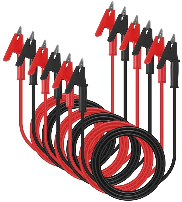 Main image of 6PCS Dual-Ended Alligator Clip Test Leads,15A Test Lead Wire Cable with Insulators Clips,Test Flexible Cable with Protective Jack Copper Clamps for Electrical Testing 3.3 ft/1m