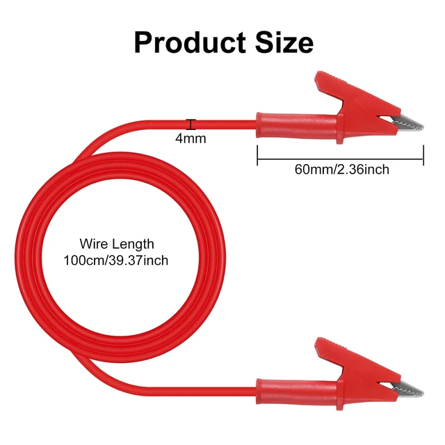 Alt view image 3 of 7 - 6PCS Dual-Ended Alligator Clip Test Leads,15A Test Lead Wire Cable with Insulators Clips,Test Flexible Cable with Protective Jack Copper Clamps for Electrical Testing 3.3 ft/1m