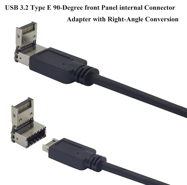 Alt view image 7 of 7 - 1Pack 90 Degree Type-E USB 3.1 Front Panel Header Adapter - Up-Right Angle USB 3.1 Type-E Male to Female Front Panel Internal Power Connector for Motherboard