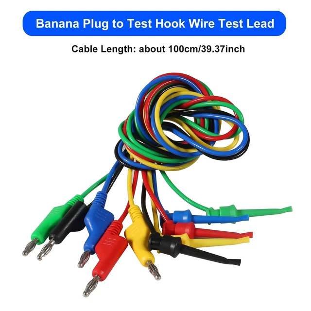 Alt view image 2 of 7 - 10PCS Multimeter Test Lead Set Stackable Banana Plug to Test Hook Wire Cable Kit with Protective, Flexible Wire Leads 3.3Ft/1M