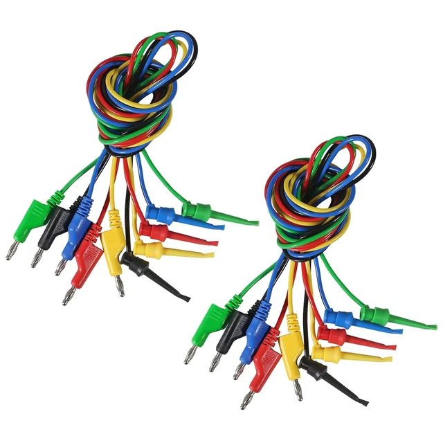 Alt view image 4 of 7 - 10PCS Multimeter Test Lead Set Stackable Banana Plug to Test Hook Wire Cable Kit with Protective, Flexible Wire Leads 3.3Ft/1M