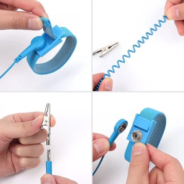 Alt view image 4 of 7 - Anti Static Wrist Strap, 11" Antistatic Wrist Band Grounding Bracelet ESD Wrist Strap+STREBITO Soldering Mat Large, Solder Mat Heat Resistant 932°F, Soldering Pad Magnetic Repair Mat