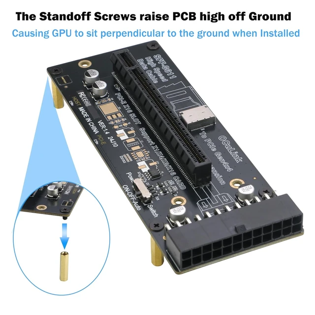 Alt view image 5 of 5 - Oculink eGPU Adapter, OCuLink SFF-8612 to PCIe x16 Card with Cable for eGPU