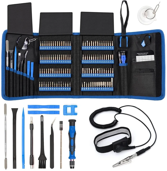 Main image of Precision Screwdriver Set 142-Piece + Anti Static Wrist Strap Bundle, Electronics Repair Toolkit for iPhone, MacBook, Computer, Laptop, PC, Tablet, PS4, Xbox, Nintendo, Game Console