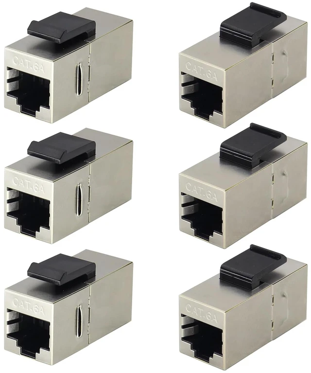 Main image of CAT6A RJ45 Keystone Coupler Shielded, RJ45 Keystone Jack Inline Coupler Female to Female 10Gbps Cat6-A Inline Keystone Jacks for Wall Plate & Patch Panel, Ethernet Coupler (6-Pack/CAT6A)