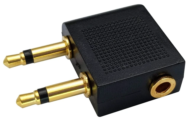 Alt view image 4 of 7 - Dual 3.5mm (1/8") Male to 3.5mm Female AUX Audio Jack Adapter Converter for Using Headphone on Airplane Airline Flight (2 Pack)